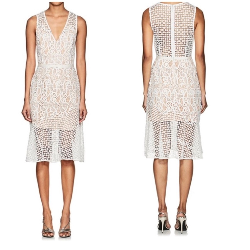 Barneys New York White Floral Lace Dress